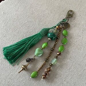 Bag Charm Handmade Greens & Gold